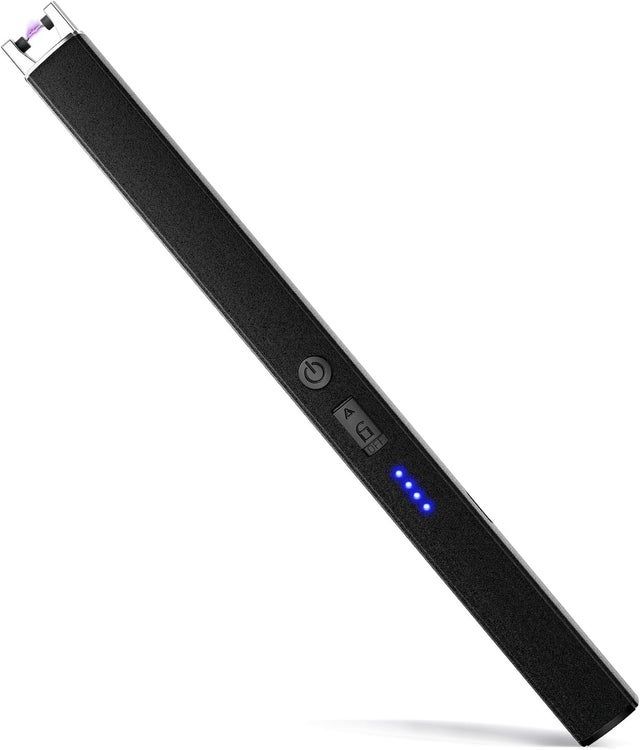 Czarna, elektryczna zapalniczka, neutralna klimatycznie, łukowa zapalniczka USB-C, kieszonkowa z podwójnym wyłącznikiem bezpieczeństwa, wiatroodporn