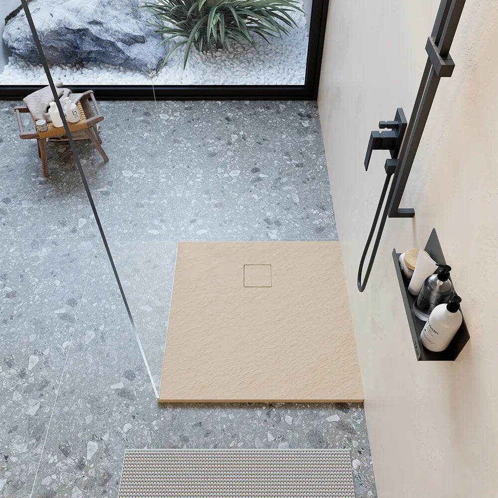 Receveur de douche 80 x 80 cm couleur ivoire effet pierre | Samos - 8