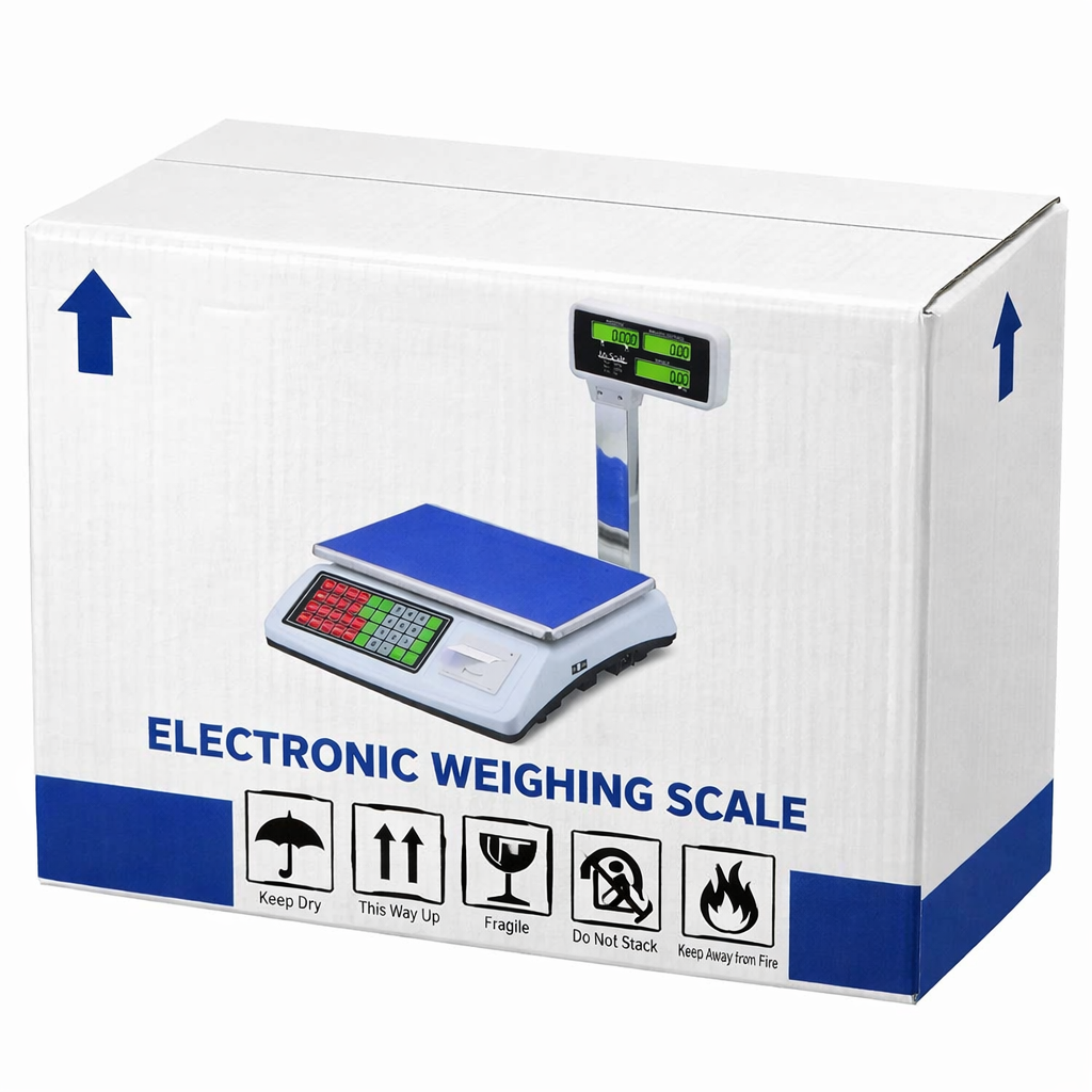 Balance commerciale numérique 50 kg avec imprimante de tickets, haute précision 1/3000 F.S., double écran LED, fonction tare et calcul du prix, idéale - 7