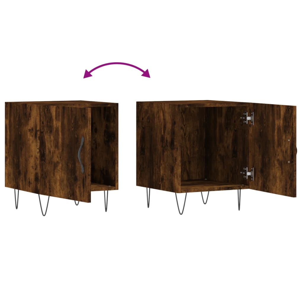 Maison Exclusive - Tables de chevet 2 pcs chêne fumé 40x40x50 cm bois d'ingénierie - 9