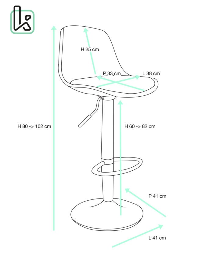 Lote 2 taburetes bar SIG+, asiento con respaldo pequeño y cojín polipiel efecto vintage, giratorios y altura regulable (negro/marrón) - 7