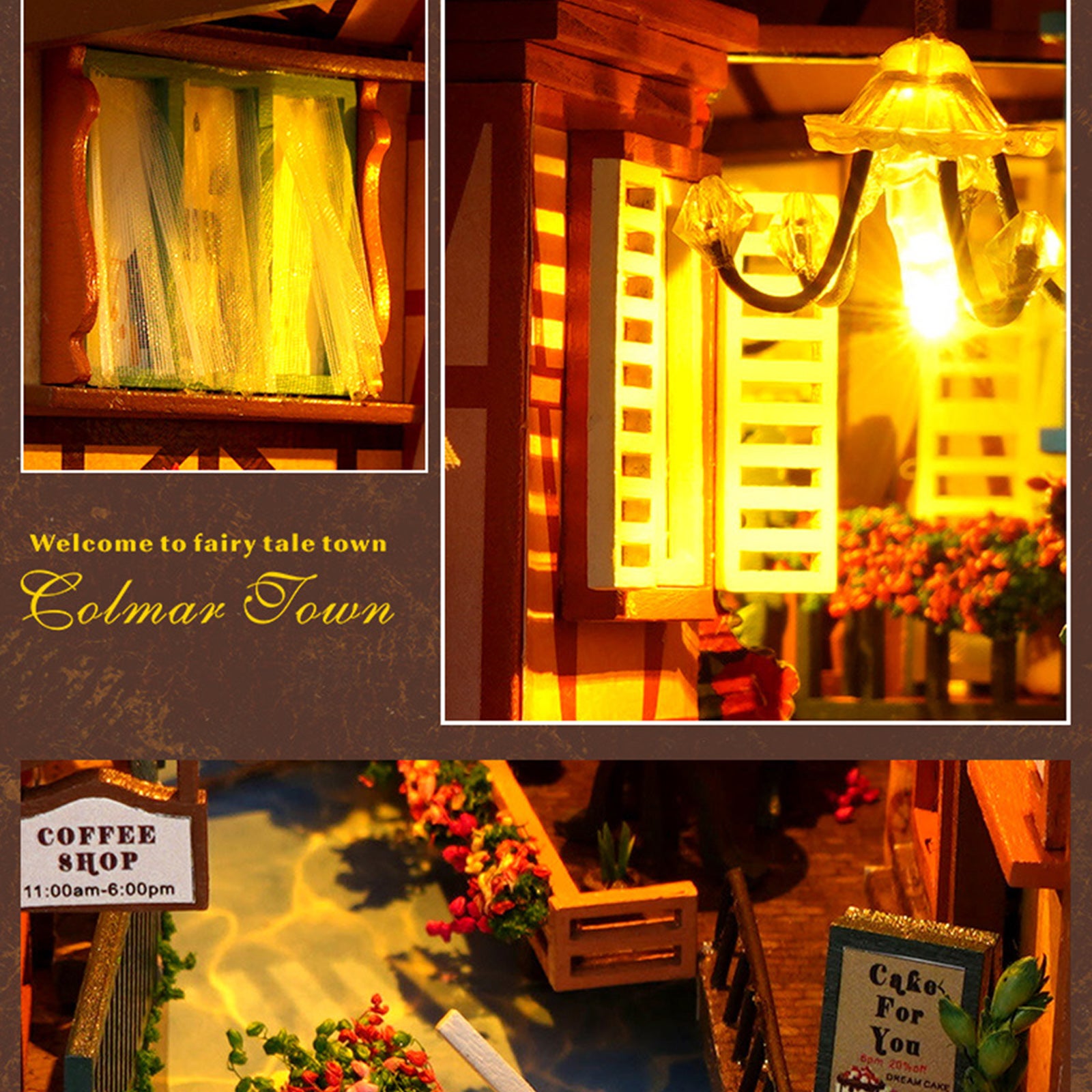 Puzzle 3D Book Nook DIY miniature en bois avec LED, kit maison de poupée décoratif pour bibliothèque - 8
