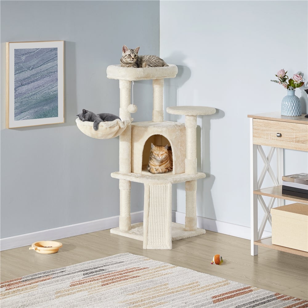 Arbre à Chat en Sisal Griffoir Grattoir Tour de Jeux pour Chat Beige Yaheetech - 3