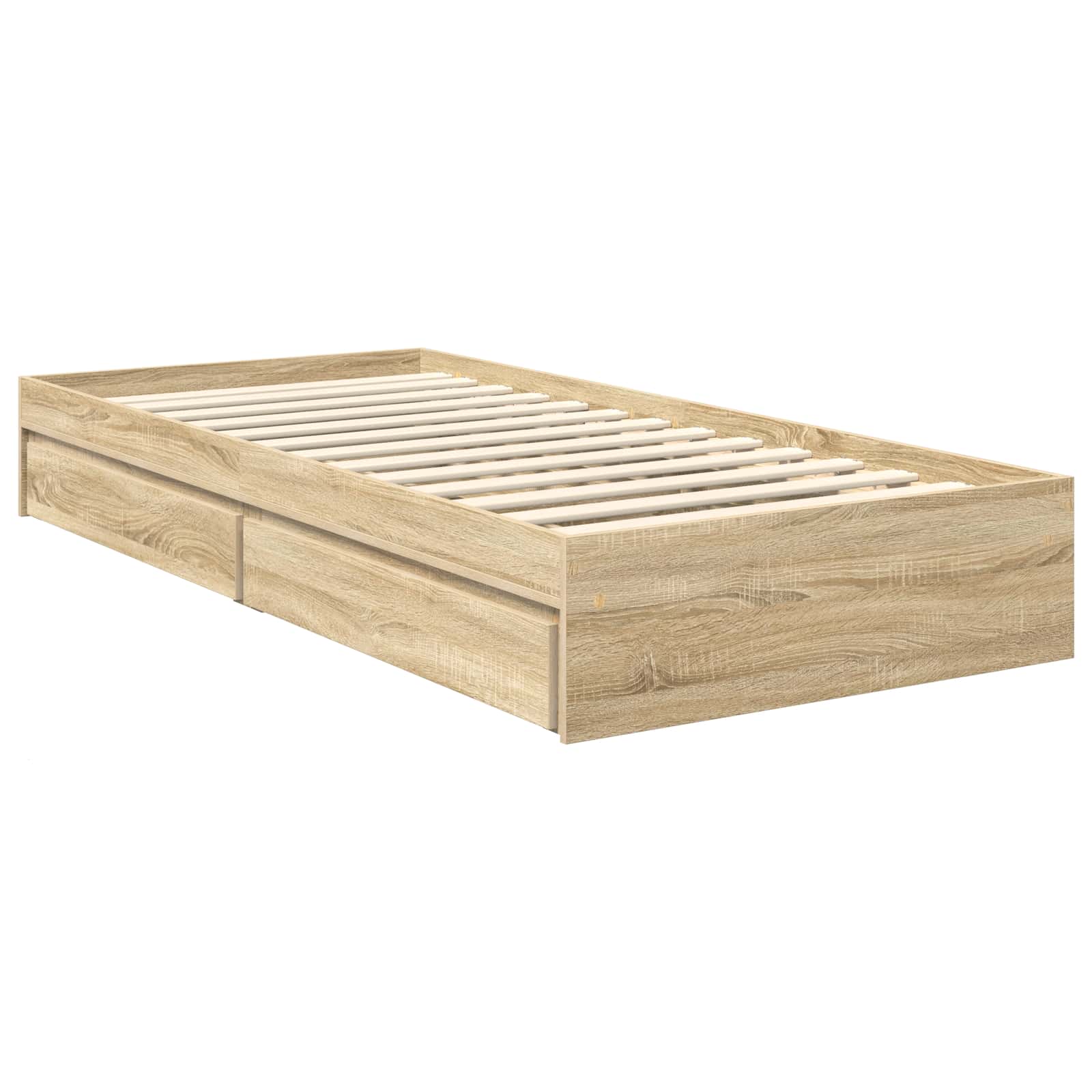 Lit de rangement chêne 90 x 190 cm en panneau de bois - 6