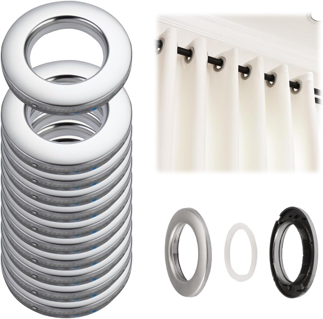 Œillets De Rideau En Plastique ABS – Lot De 32, Diamètre Intérieur 4 Cm, Silencieux, Facile à Installer, Couleur Café - 6