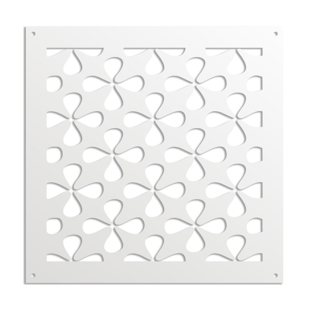 QUADRIFOGLIO - Panel perforowany z PVC - Osłona przeciwsłoneczna - Rozmiar 73x73 cm - Grubość 1 cm - Kolor BIAŁY