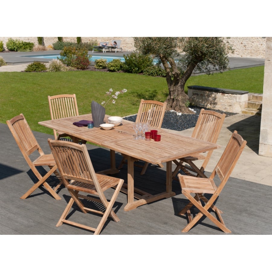 Table De Jardin Extensible Thomas XL 180/240 Cm - Design Bois, Structure Acier Gris Tourterelle