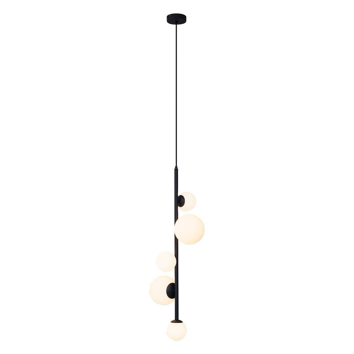 Qazqa designerski lampa wisząca z kloszem (5 punktów) - Vertical - czarny, max. 8w, g9, z 5 punktami świetlnymi, 15cm