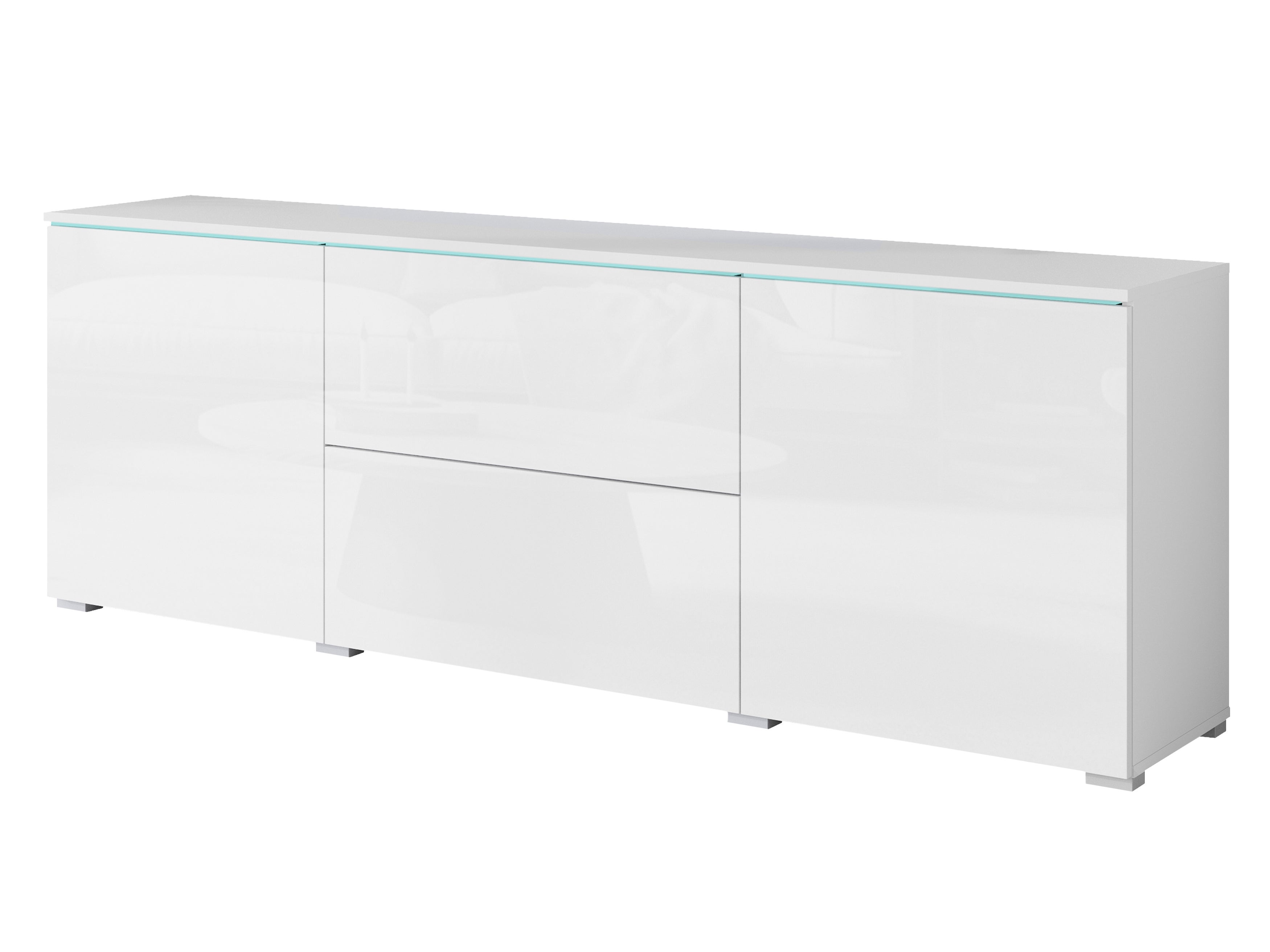 Komoda VEVE 180 cm , w kolorze biały/biały połysk