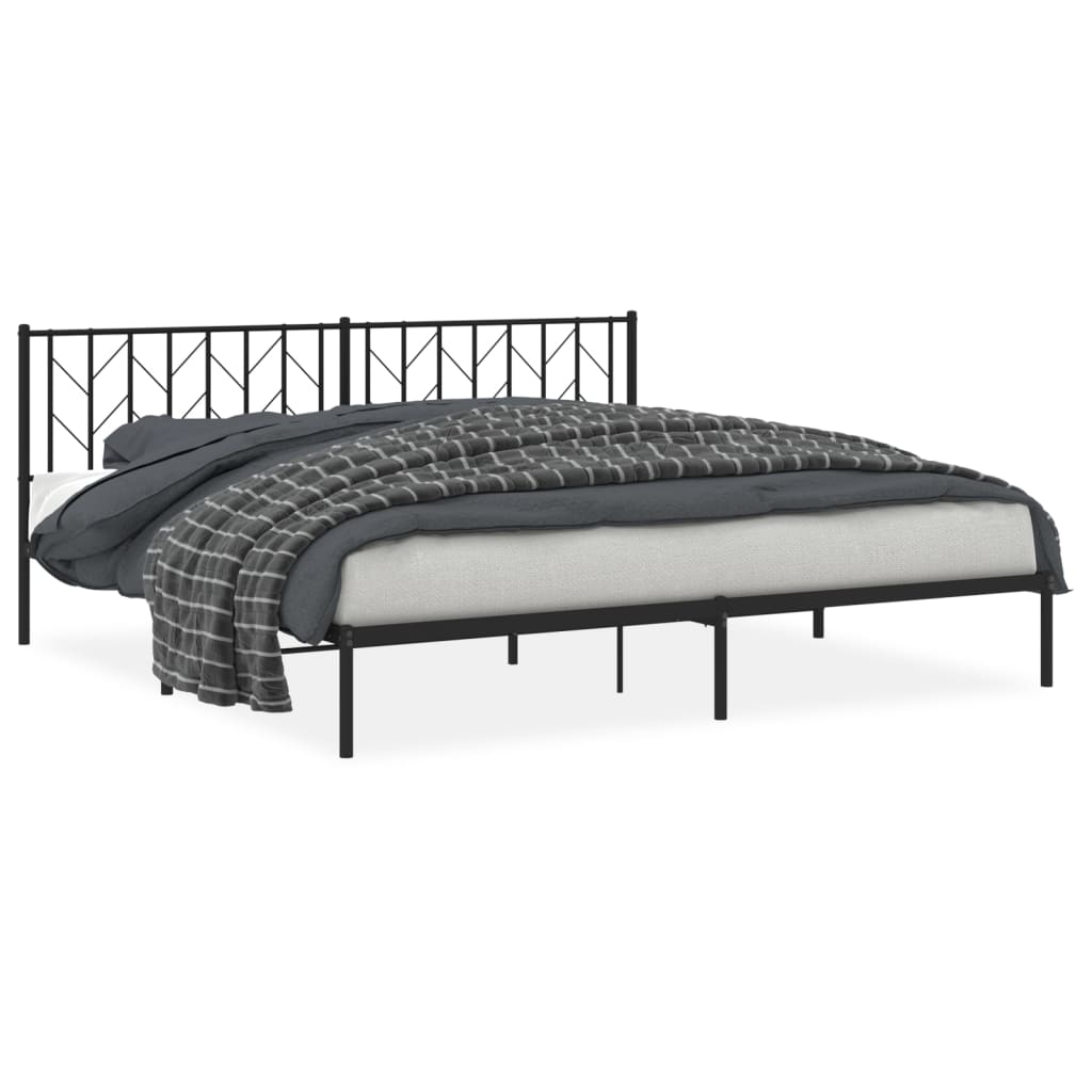 Estructura cama sin colchón con cabecero metal negro 200x200 cm vidaXL - 2