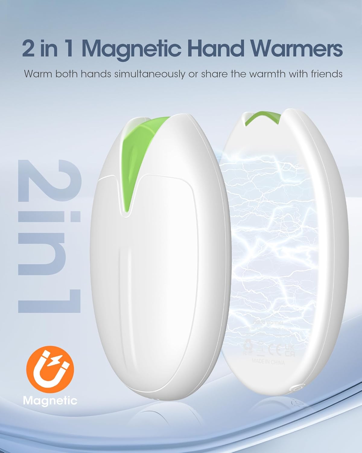 Scaldamani Ricaricabili 2 Pezzi Magnetici - 6000mAh, Impermeabili IP45, 3 Livelli Di Calore Per Esterni - Foto 10