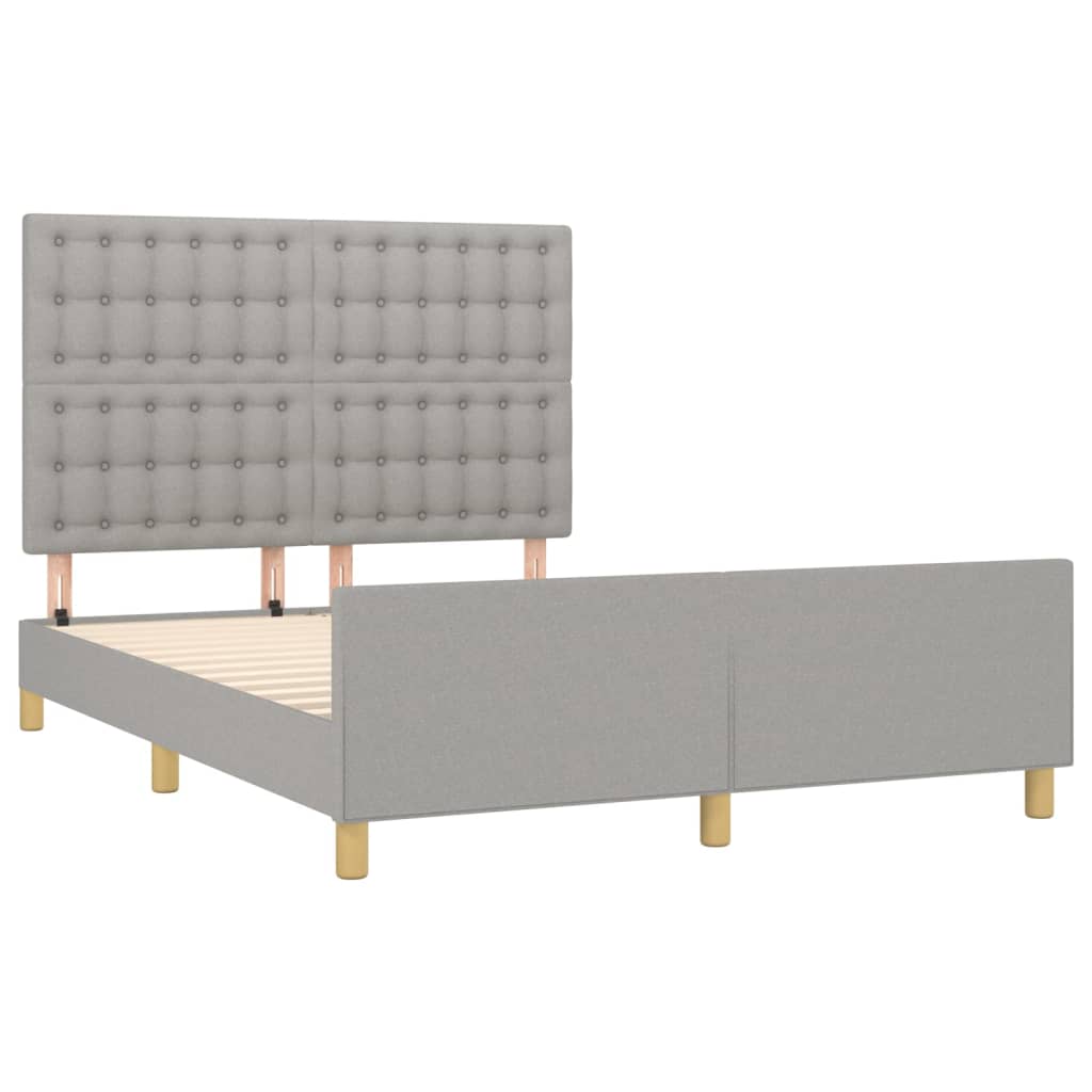 Cadre de lit sans matelas, en tissu, gris clair, pour la chambre, 140 × 200 cm - 4