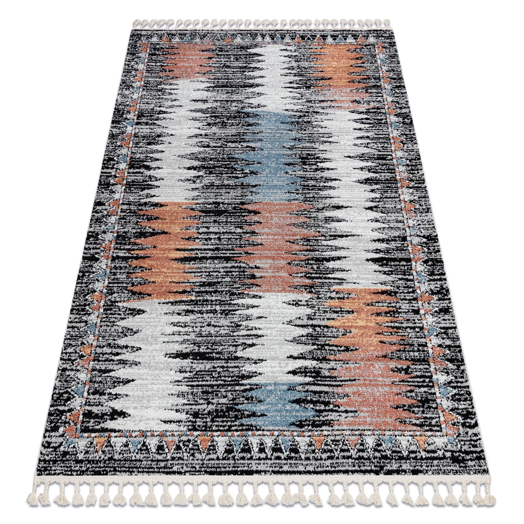 Dywan nowoczesny BELLE BR23A czarny / róż Frędzle 160x220 cm