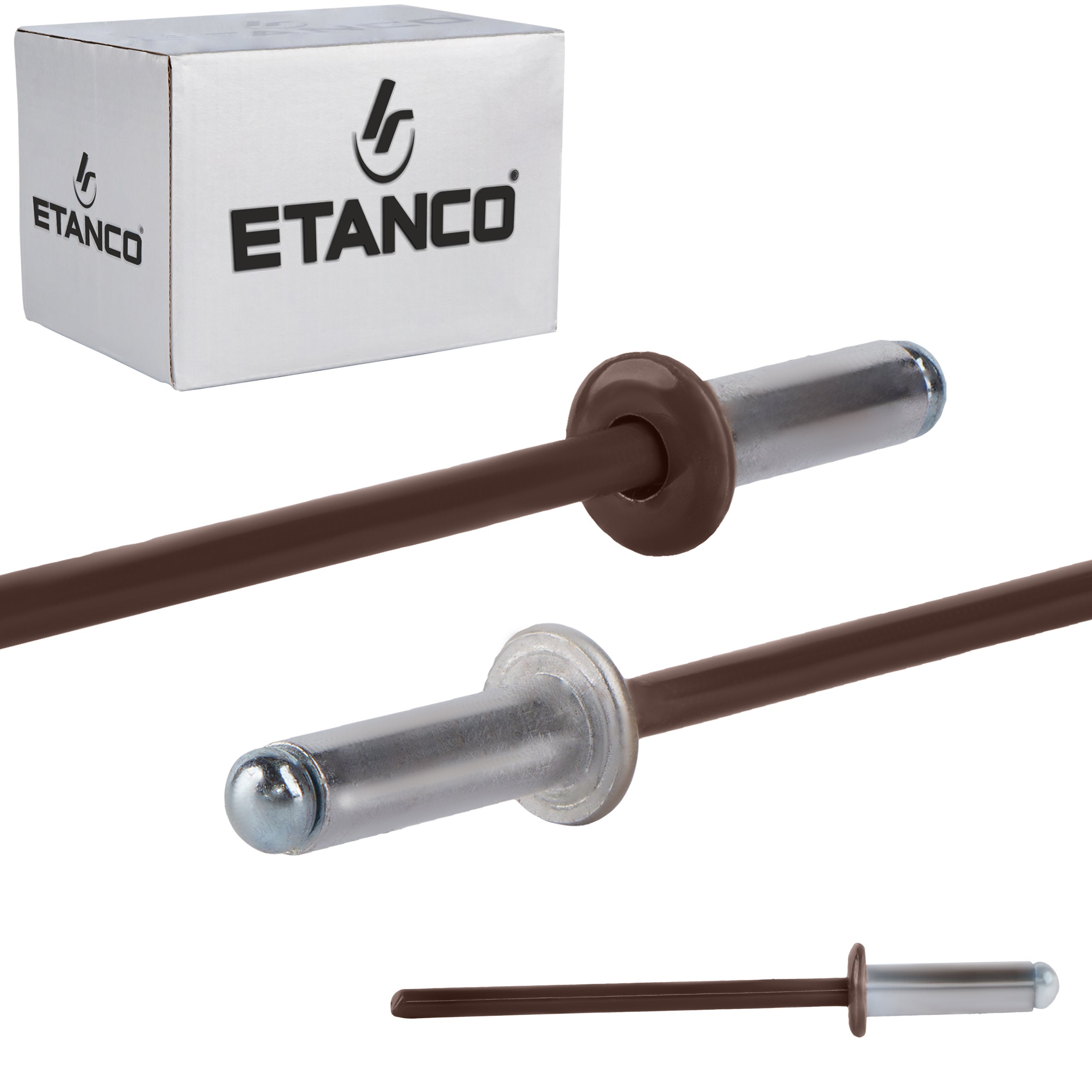 Nity otwarte aluminiowe Etanco Lakierowane RAL 8017 4,0x12 mm 500szt