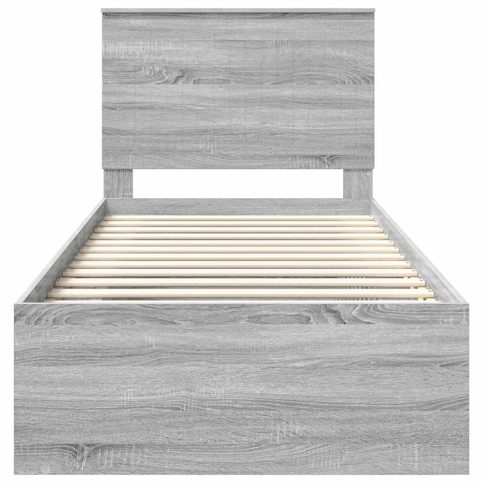 Cadre de lit gris 90 x 190 cm bois massif de pin - 7