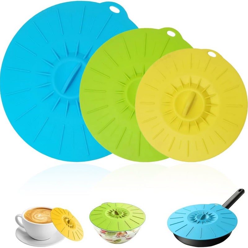 Losowe kolory, 3 szt, wielokrotnego użytku, silikonowe pokrywki, silikonowa pokrywka zapewniająca świeżość, wielokrotnego użytku silikonowa pokrywka