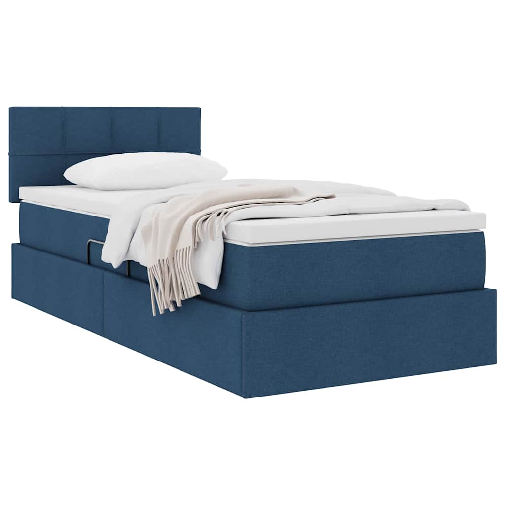 Lit avec rangement et matelas bleu 90 x 200 cm velours - 3