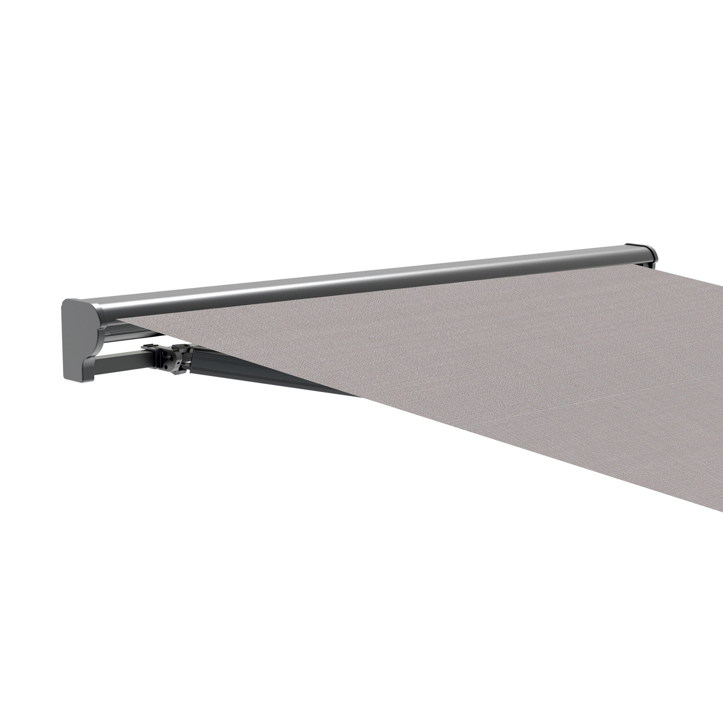 Store banne manuel 3x2,5m Gris Polyester – Structure Semi-Coffre Aluminium Anthracite Plus - Toile Protection Solaire - 3