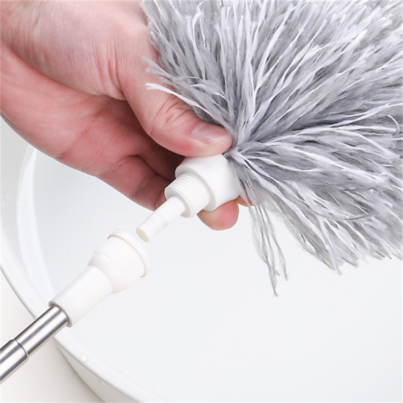 Plumeau télescopique 2,8 m – Nettoyage efficace plafond, rideaux, coins, tête lavable et amovible, manche ergonomique gris - 5