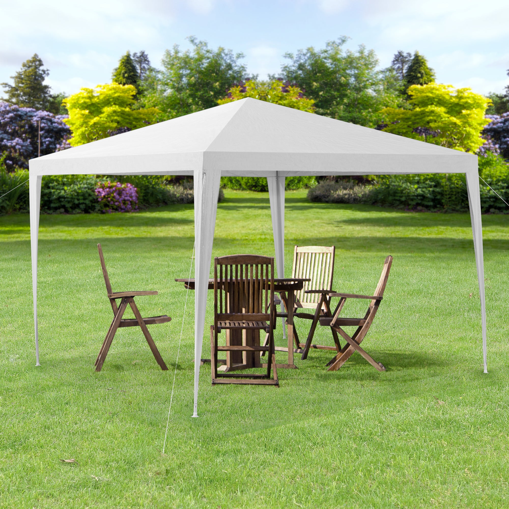 Carpa Pabellón para jardín Wedau metal 300 x 300 x 255 cm blanco [casa.pro] - 2