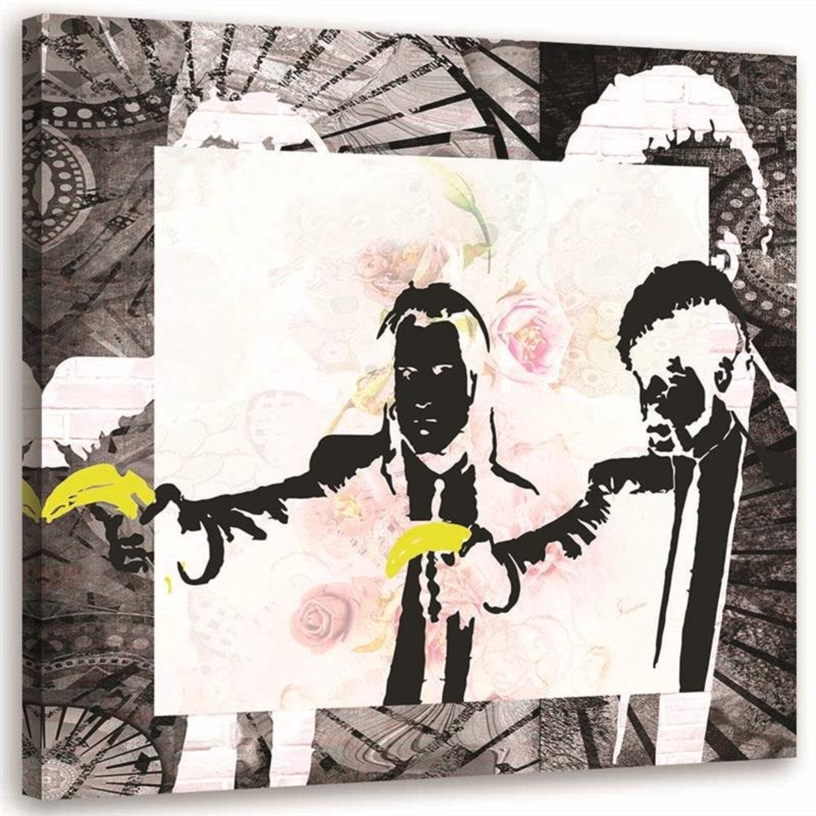 Obraz na płótnie, Banksy gangsterzy małpy z bananami 40x40