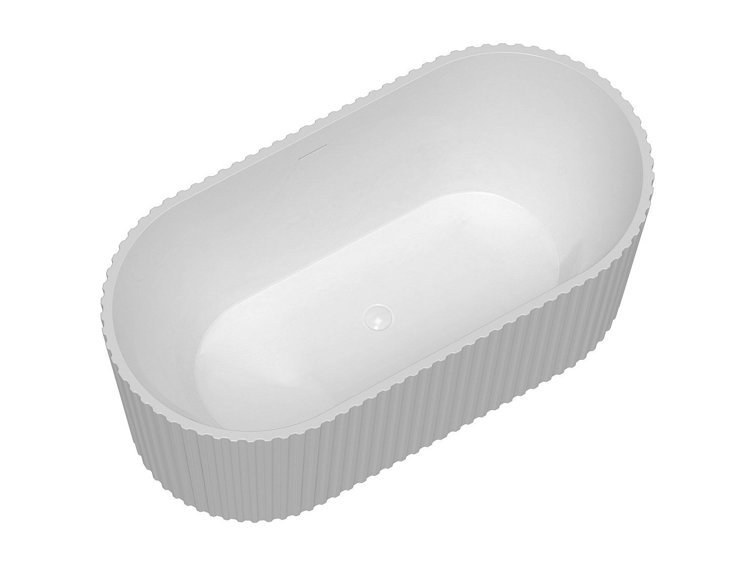Bañera exenta estriada - 150 x 75 x 58 cm - Acrílico - Blanco brillante ...