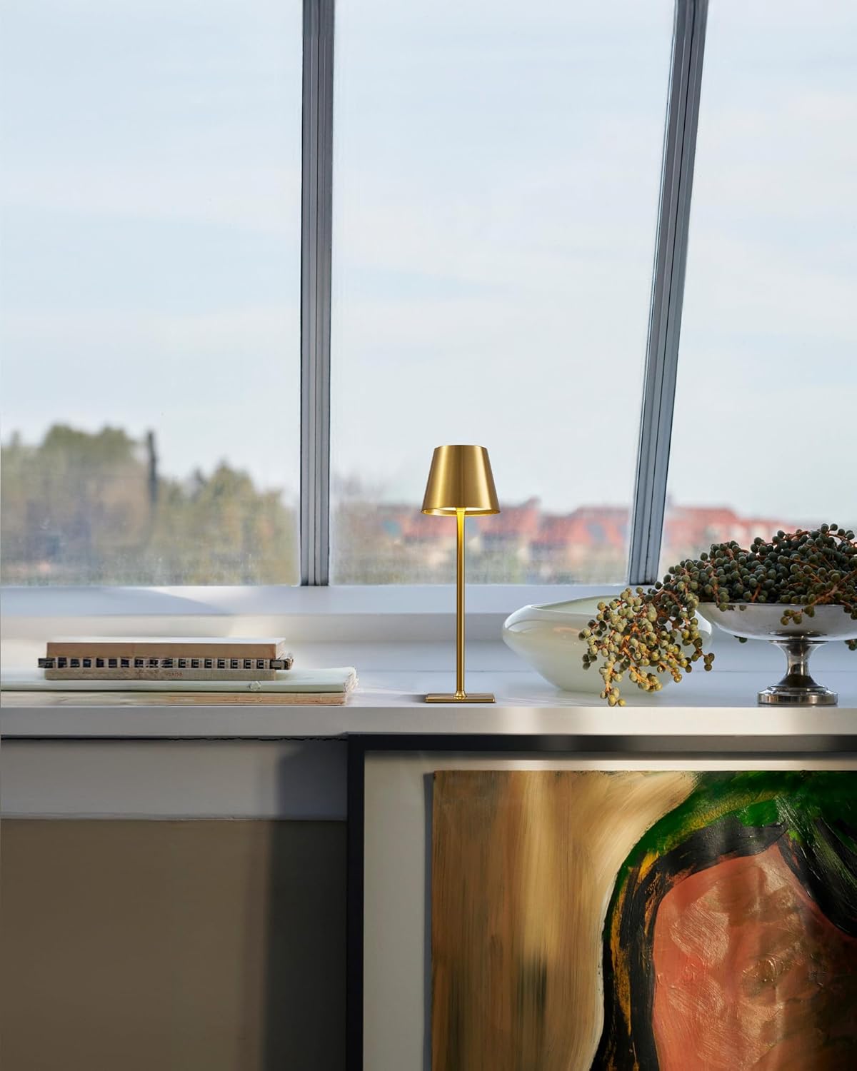 Lampe de Table Rechargeable Portable LED CCT 3000K-4000K-6000K en Aluminium Doré, IP44, 1.5W, Tactile avec Intensité Réglable - 7