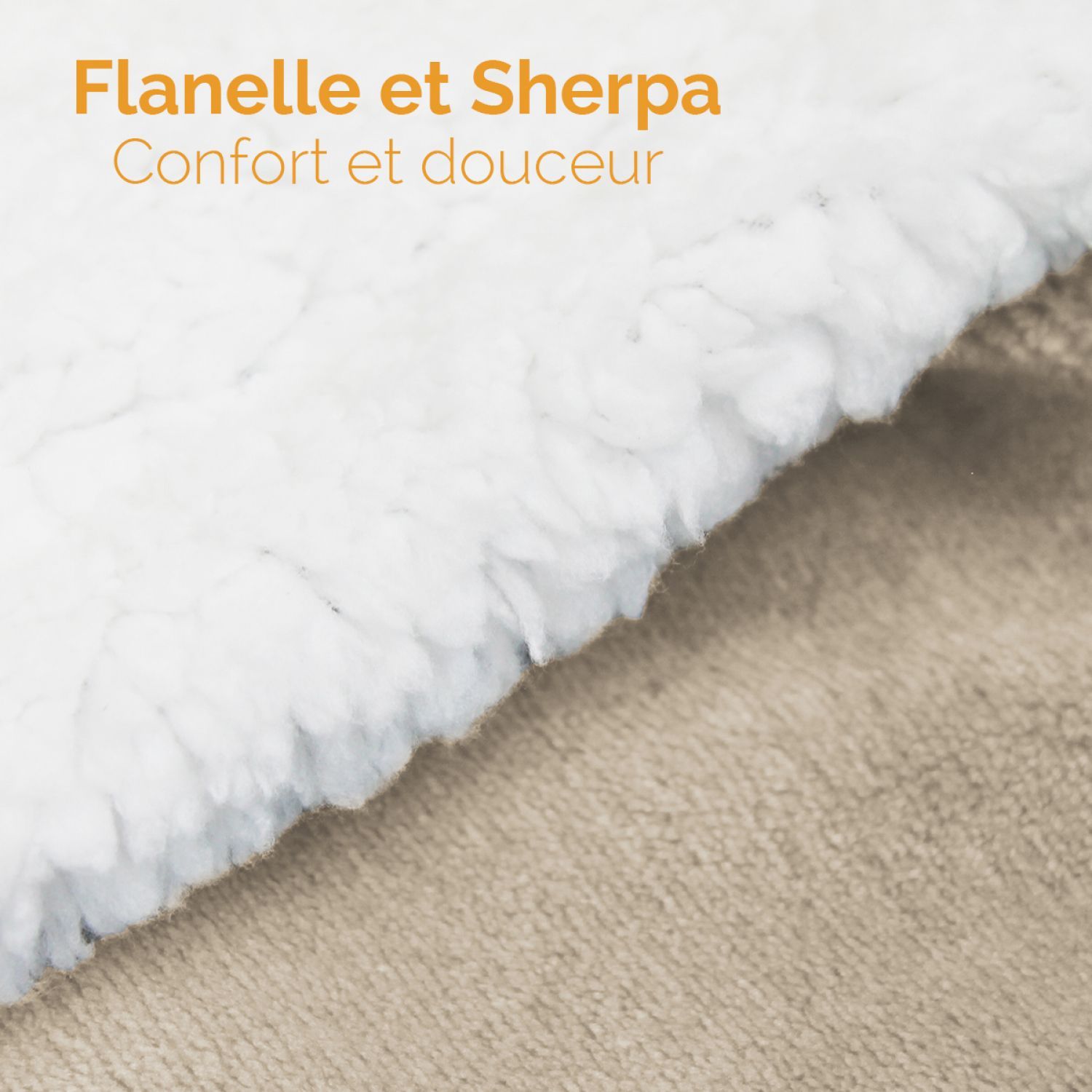 Couverture, plaid polaire 150 x 200 cm en flanelle et sherpa ultra doux - Beige - Vivezen - 2