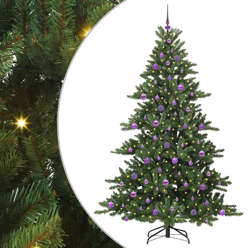 Sztuczna choinka z zawiasami z 300 diodami LED 210 cm PVC