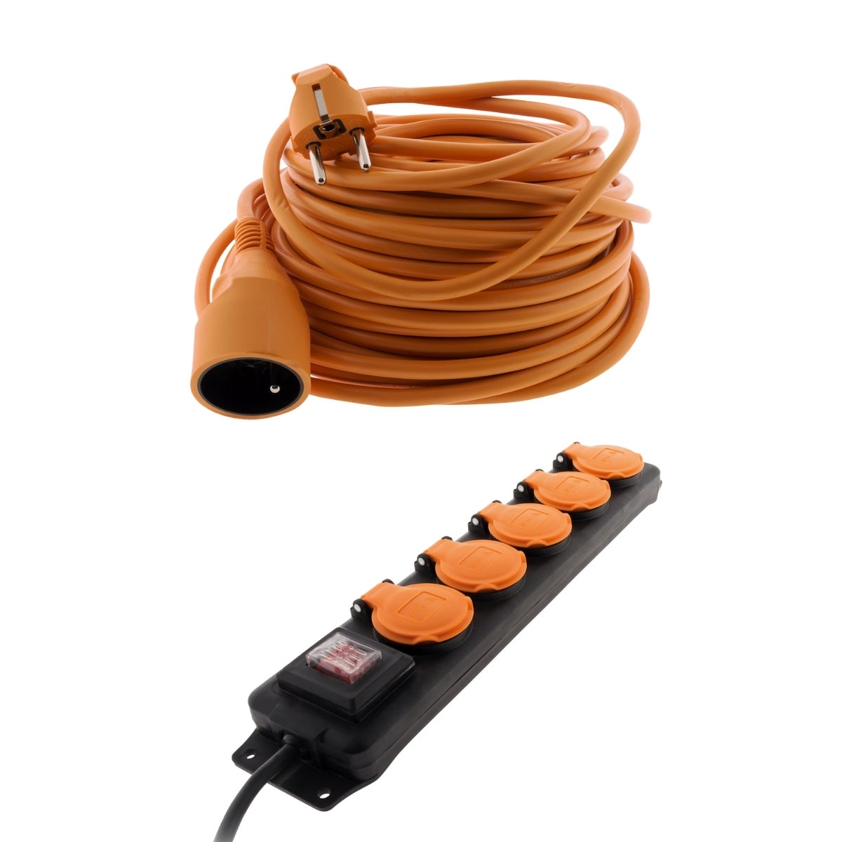 Prolongateur Électrique 10m 2x1,5mm² Orange - Boîtier Étanche IP54, 16A 3680W - Zenitech