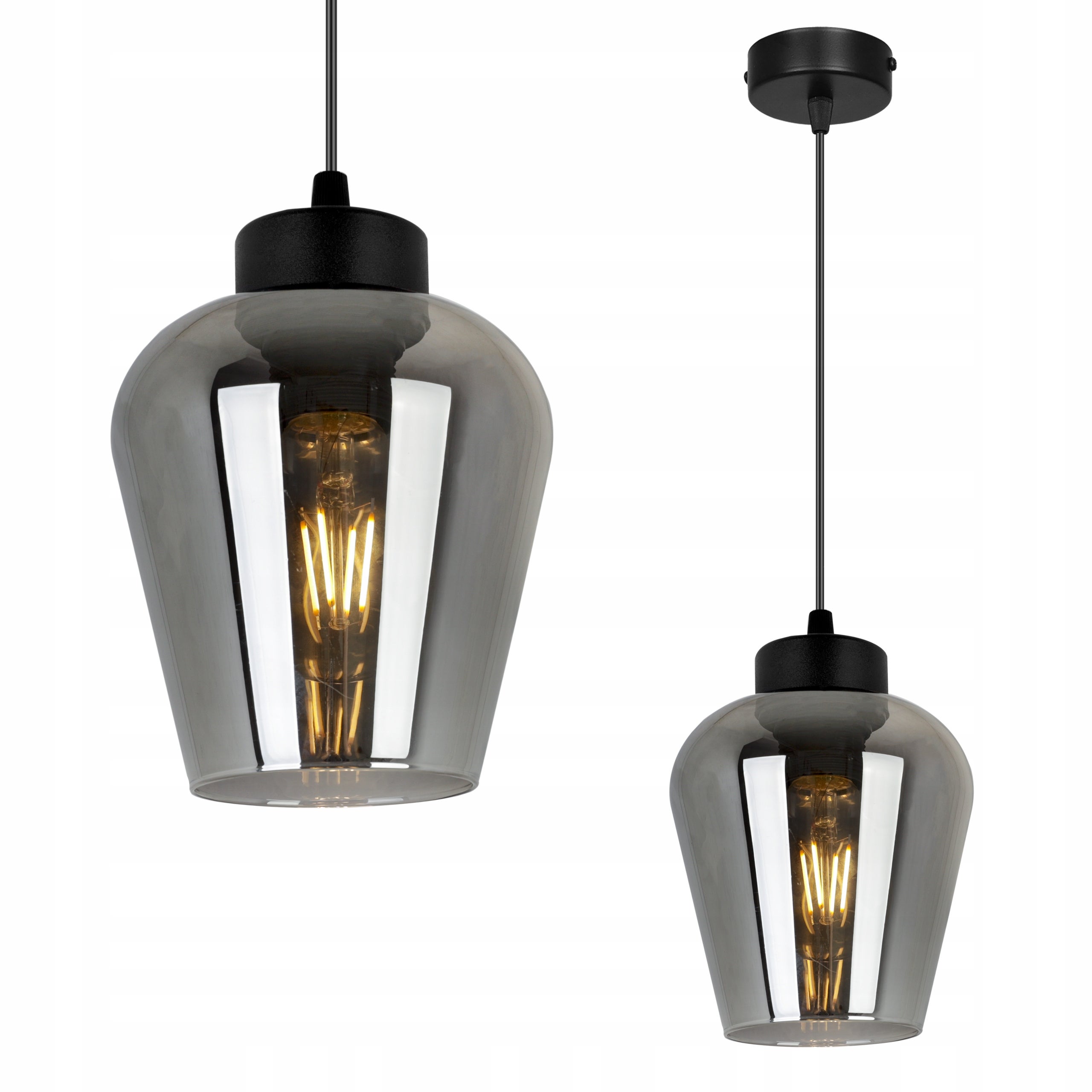 Lampa sufitowa wisząca Rijeka modern 1xE27 abażur cylindrowy grafitowy Light Home LH