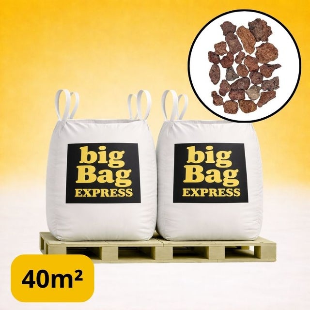 PACK 2 X BIG BAG de 1M3 (+/- 40M²) Gravier Pouzzolane Rouge / Noir 12/20 mm - Livraison STANDARD