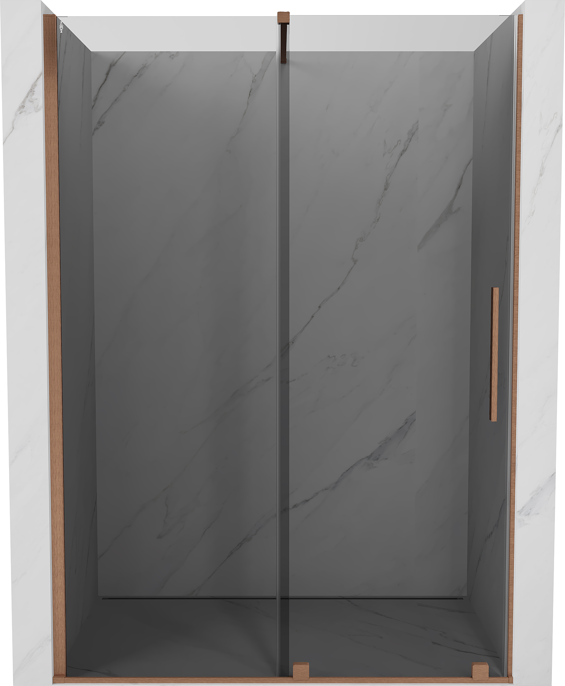 Mexen Velar drzwi prysznicowe rozsuwane 140 cm, grafit, miedź szczotkowana - 871-140-000-41-65