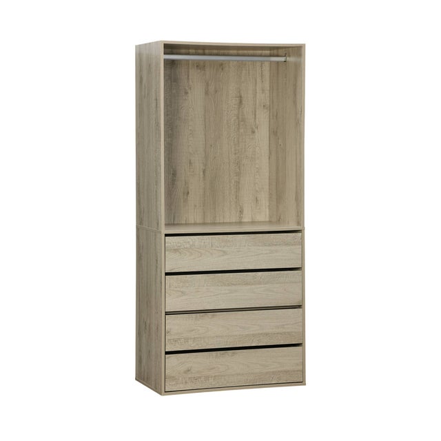 Module dressing avec 4 tiroirs et 1 penderie naturel. panneaux stratifiés MODULO