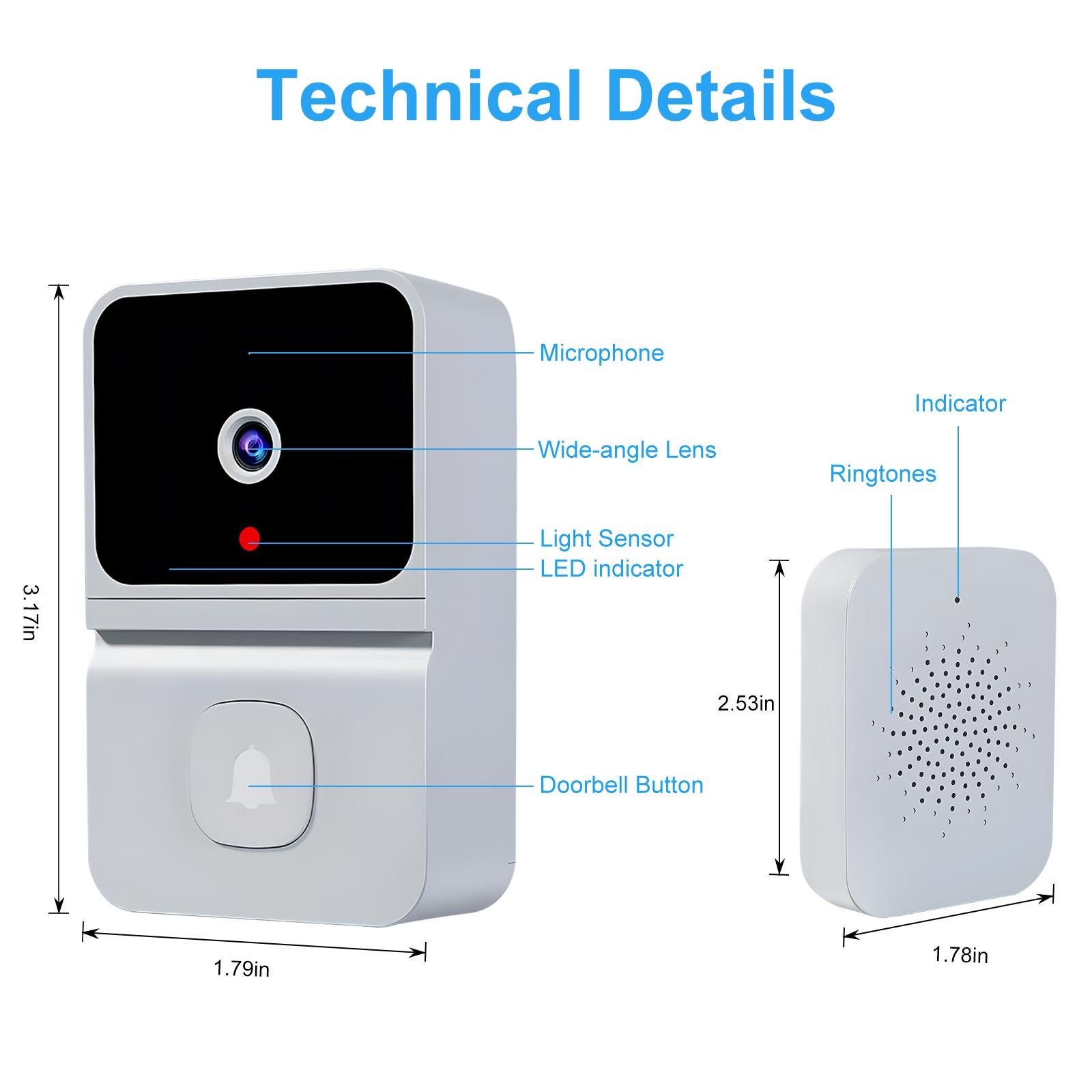Caméra de sonnette vidéo intelligente sans fil, vision nocturne HD, WiFi, stockage cloud gratuit, audio bidirectionnel, contrôle par application - 4
