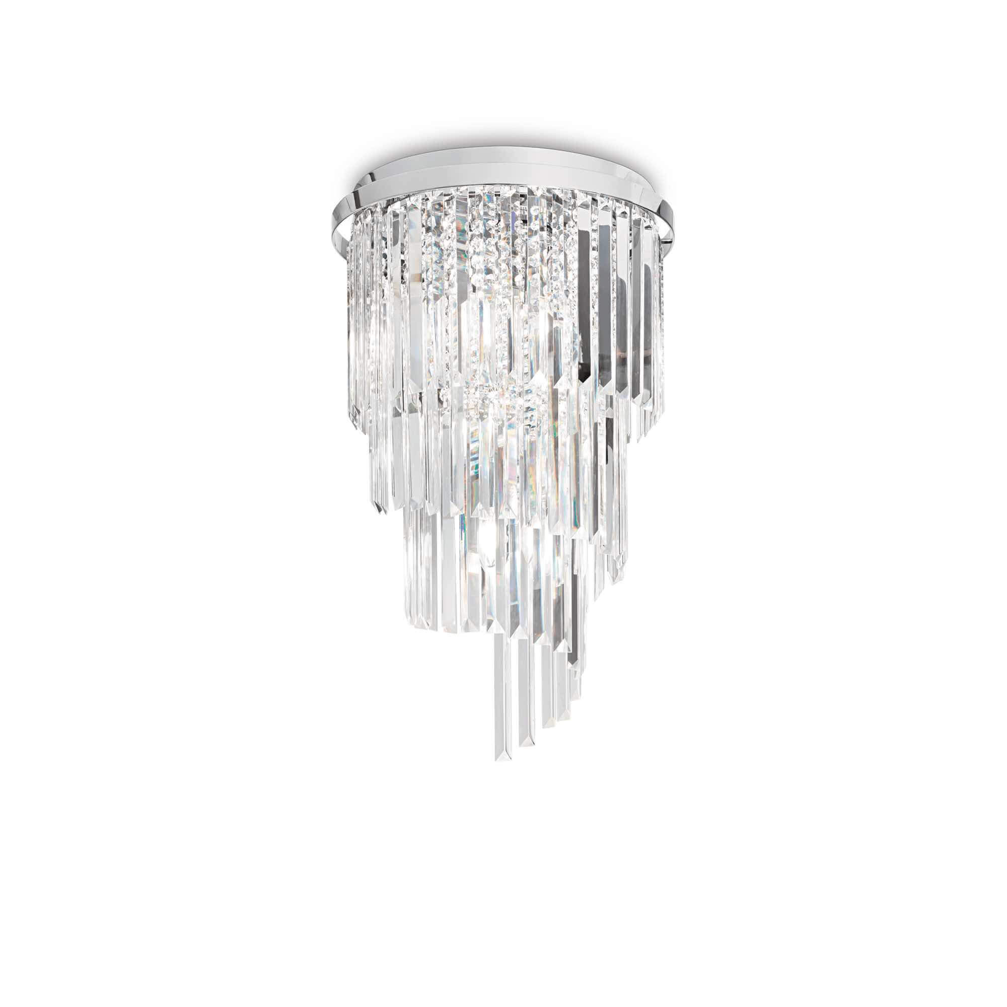 Ideal Lux  Plafonnier Chrome En Cristal Carlton 8 Ampoules , Leroy Merlin