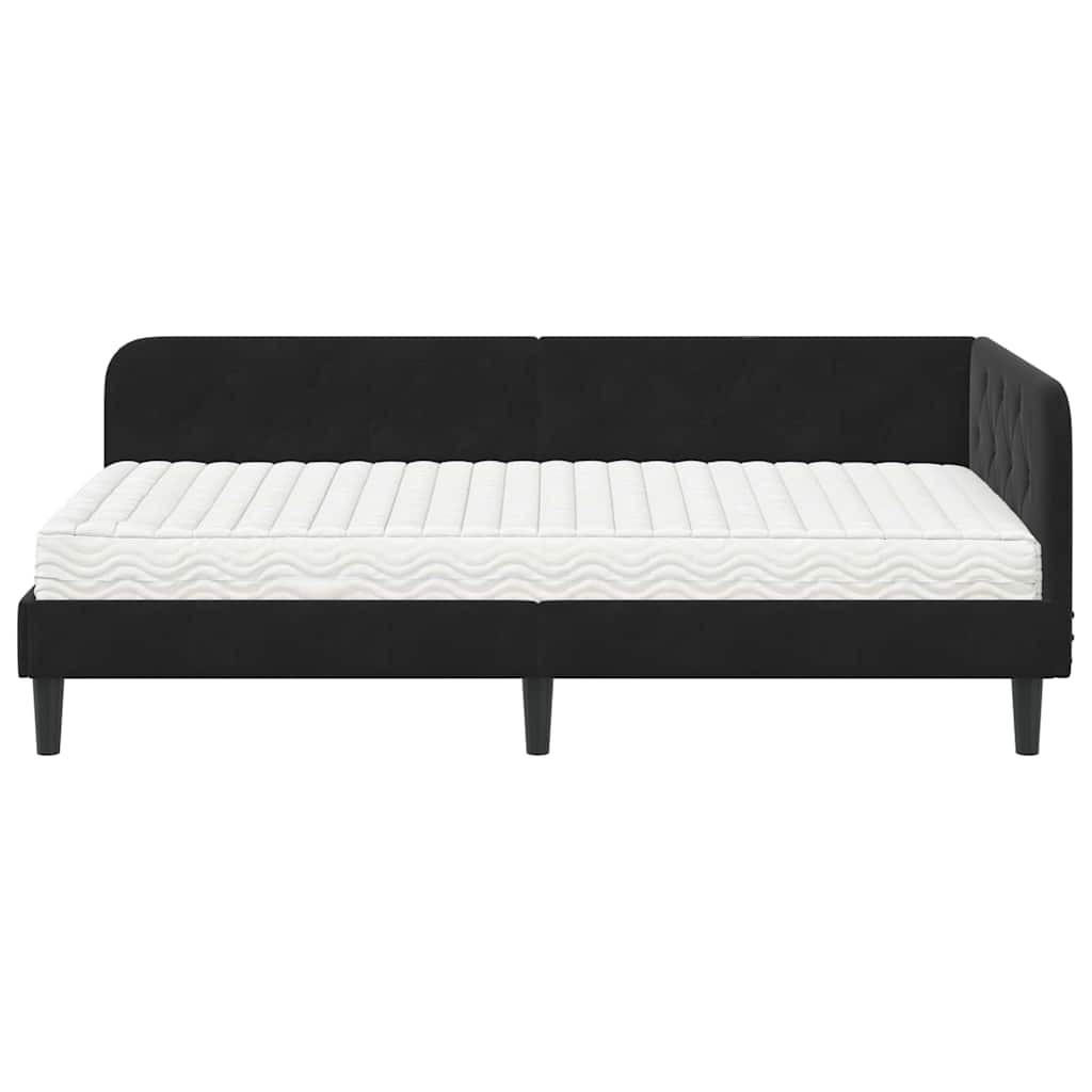 Cadre de lit d'angle en velours noir pour la chambre, 100 × 200 cm - 5