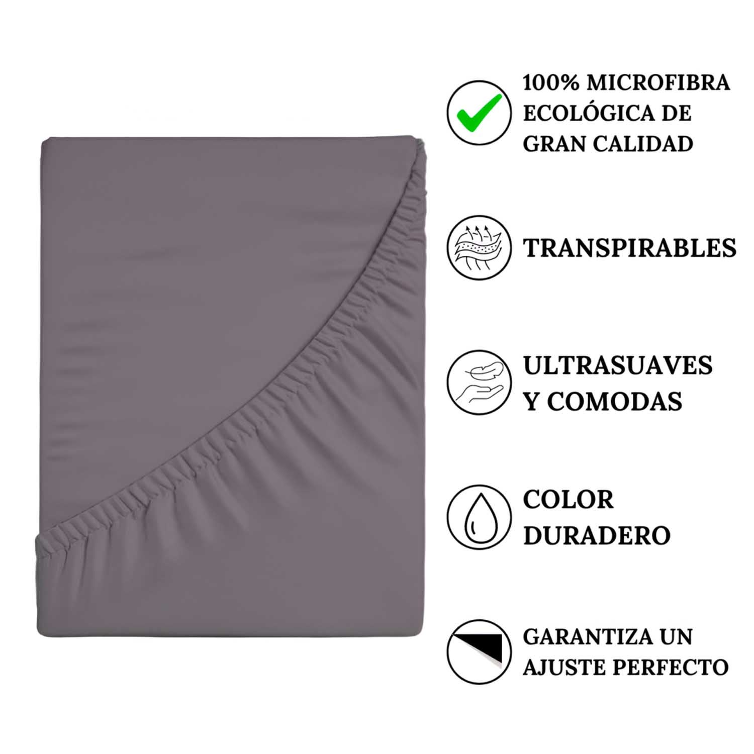 ICEHOME - Lençol de cama 150 - Poliéster de microfibra - CINZA 7 - 2