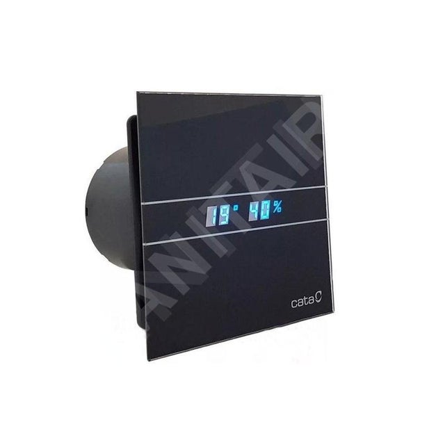 Cata E 100 GTH BK - Estrattore da bagno, Timer Hygro, 8 W, vetro nero