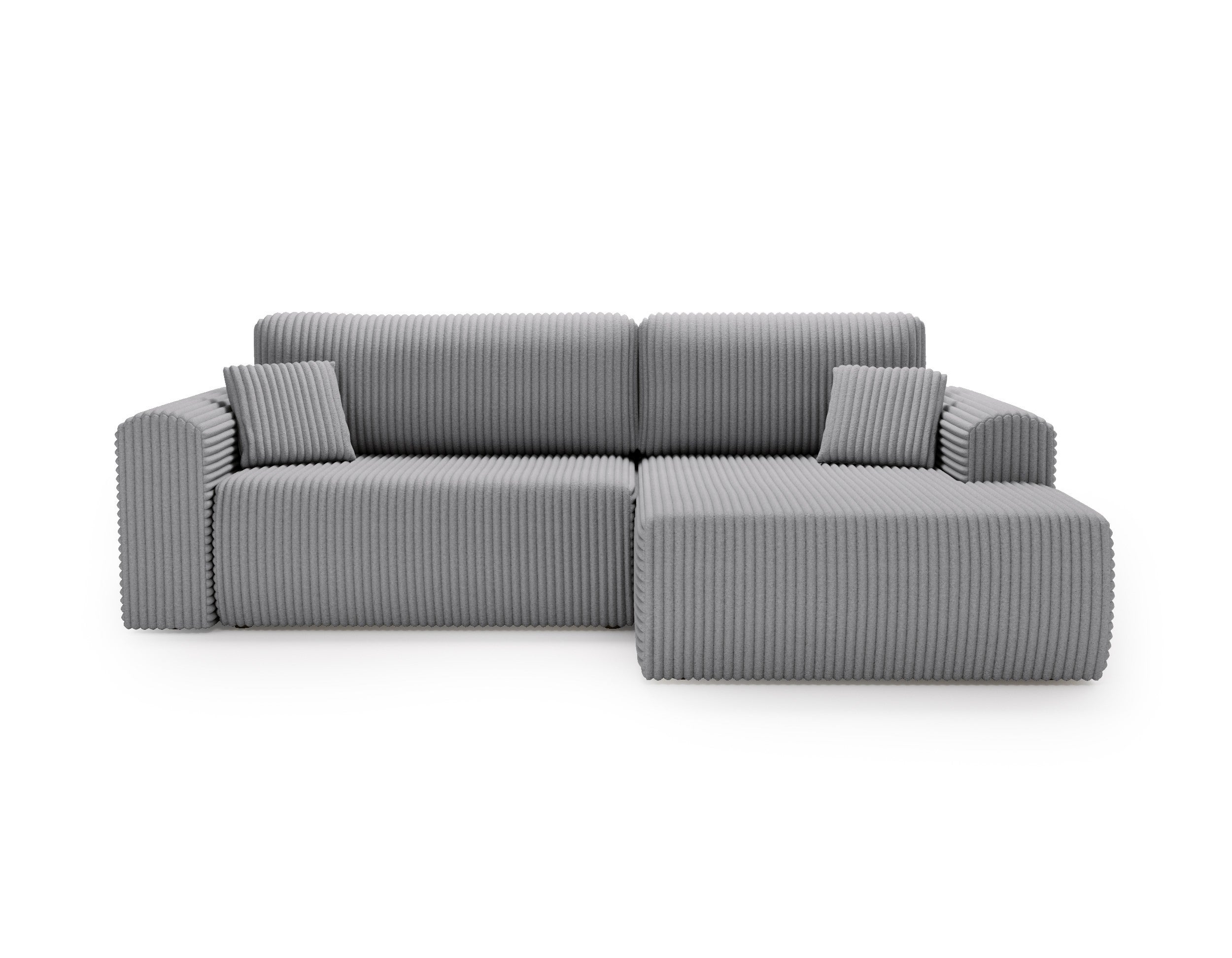 Jasnoszary narożnik LINEA - minimalistyczny design z pojemnikiem na pościel Prawy