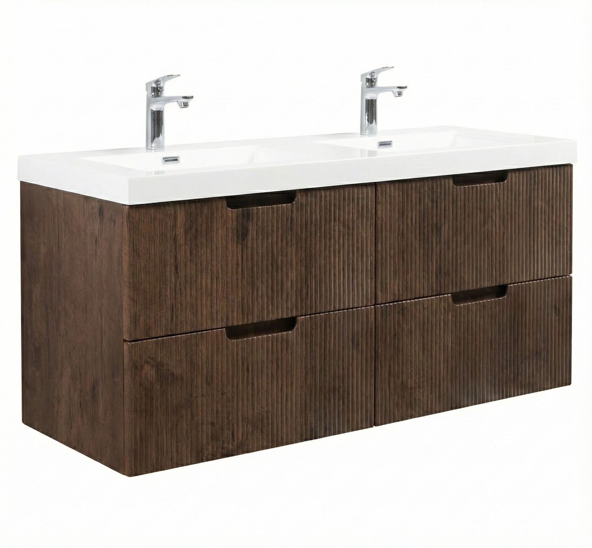 Meuble de salle de bain Thermis 140 cm avec vasque - brun noyer ...