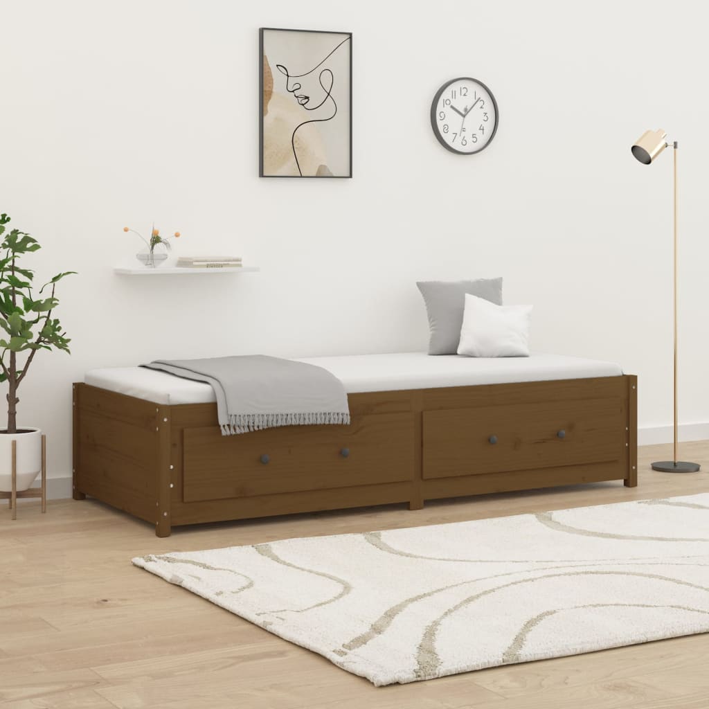Łóżko Dzienne Drewniane Brązowe Rama Łóżka Ze Stelażem Sofa 90x200 cm