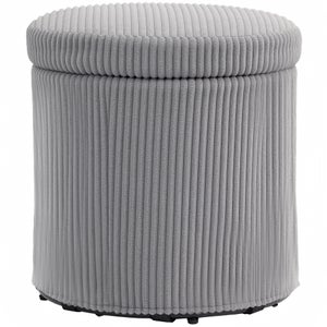 HOMCOM Pouf Contenitore Tondo con Rivestimento Rattan Lepironia, Sgabello Poggiapiedi Tavolino da Salotto con Coperchio, 43x43cm, Kaki