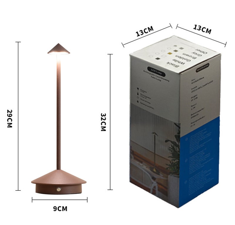 Lot de 2 petites lampes de table sans fil rechargeables portables, intensité variable 3 températures de couleur, parfaites pour les salons, marron - 2