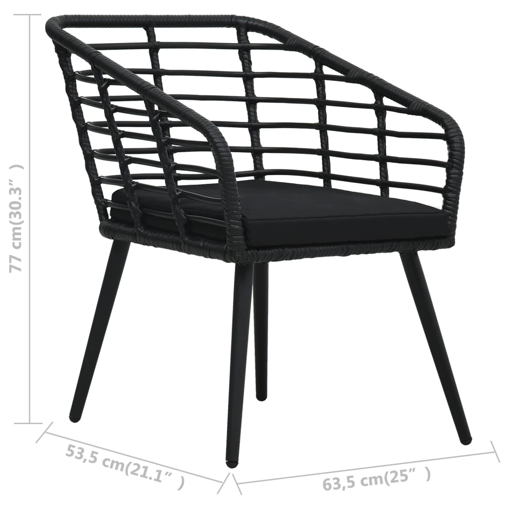 Maison Exclusive - Sedie da Giardino con Cuscini 2 pz in Polyrattan Nere - 8