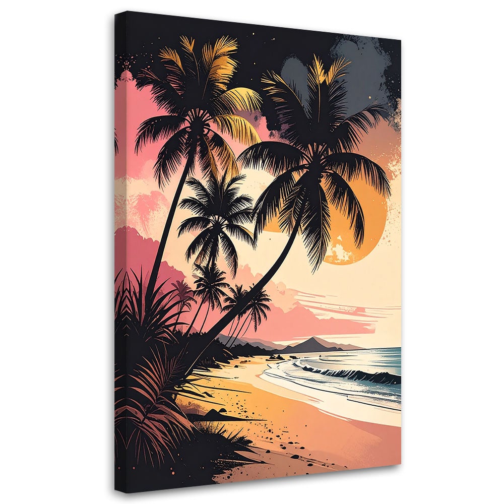 Obraz do salonu sypialni biura spa hotelu, Tropikalna plaża morze palmy w pastelach 80x120