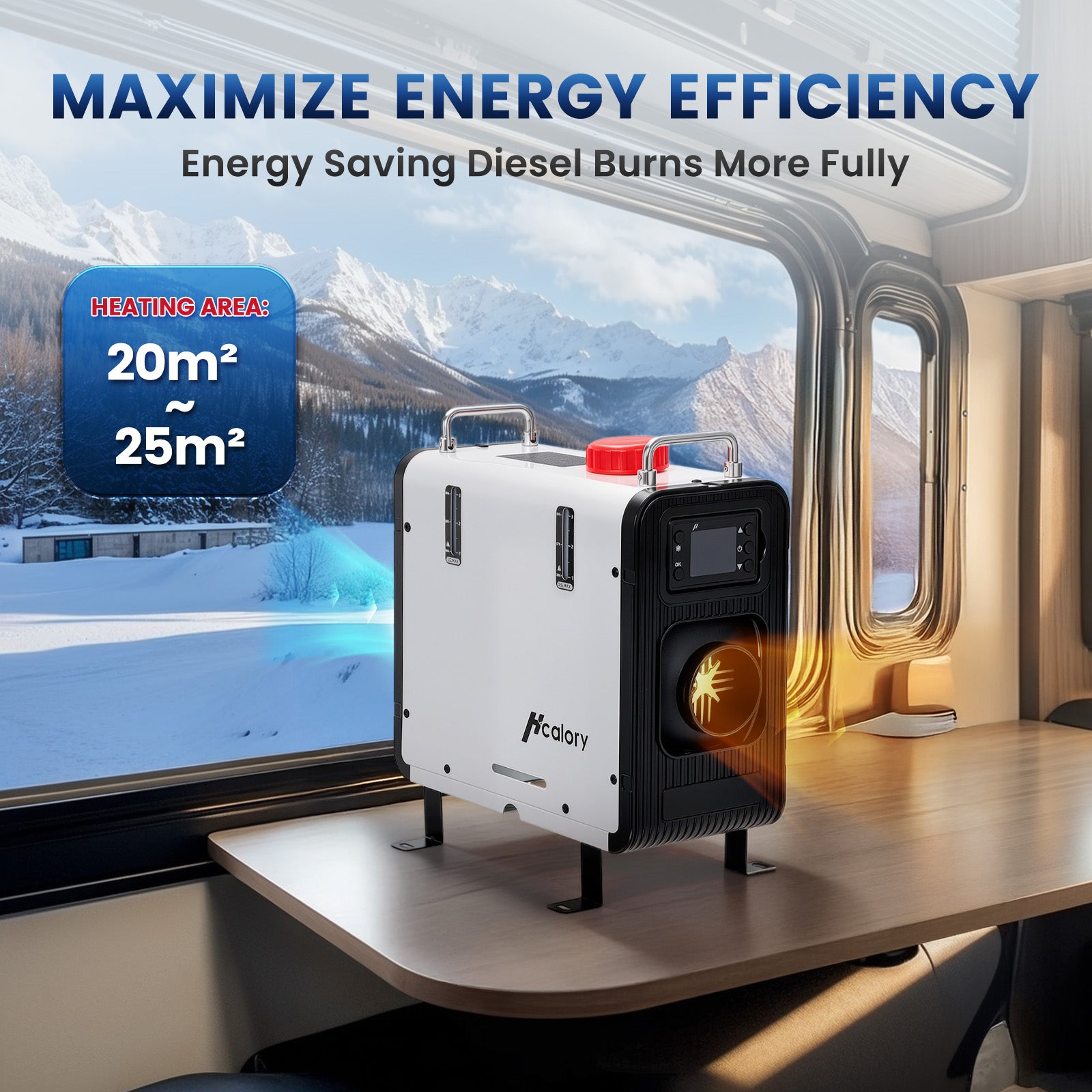 Chauffage Diesel 8kW, Réchauffeur d'Air 12/24/230V, Contrôle par App bluetooth, Télécommande et Écran d'Affichage, Température réglage - Vertical - 3
