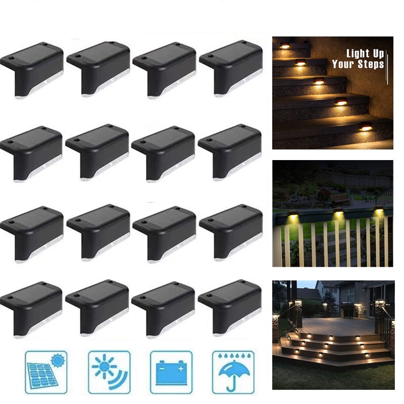 16 Pcs Solar Led Outdoor Garden Lights Wodoodporna lampa solarna zewnętrzna do schodów Ogród Ogrodzenie Dekoracje