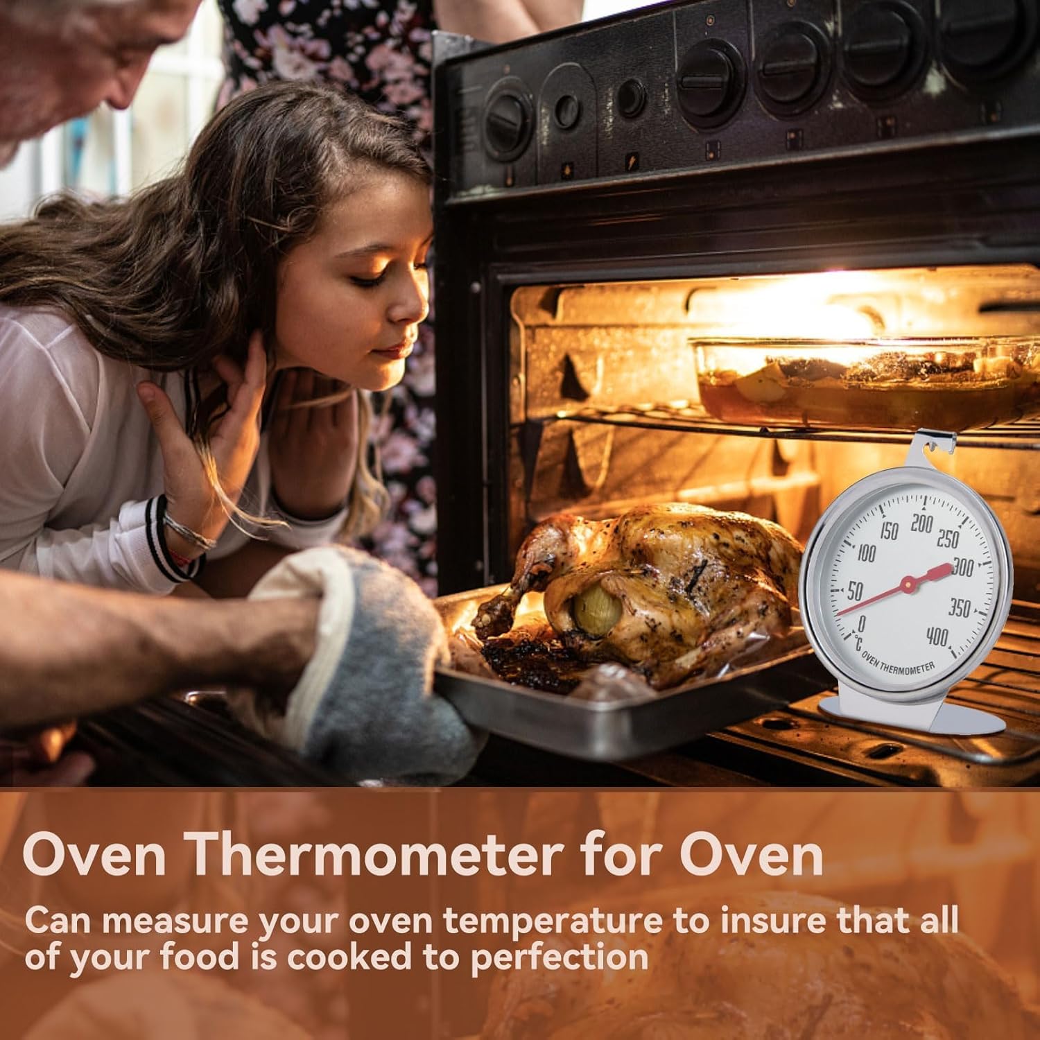 Blanche - Thermomètre de four de cuisine en acier inoxydable, pour