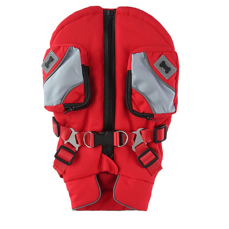 Colete para animais de estimação/roupa para cachorro, jaqueta com zíper, roupa de inverno (vermelho, tamanho GG) - 2